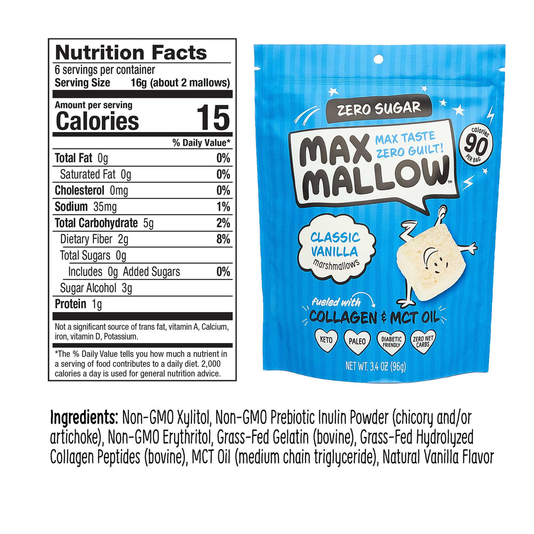 Sugar-Free Marshmallow and Dark Chocolate Bakers Bundle with nutrition facts and ingredients listed.